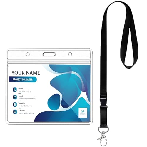 Fhlbestyu 1/2 PCS Porte Badge Cordon Tour de Cou avec Porte-cartes, Porte Carte Tour de Cou Transparent et Etanche, Porte Clés Carte de Travail, Carte D'étudiant, Lanière de Bureau