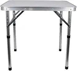 Mesa portátil Dobrável de Alumínio com Tampo em MDF para Camping, Praia, Piquenique, Área de Lazer como Churrasqueira, Tamanho 60cm x 45cm Pequena