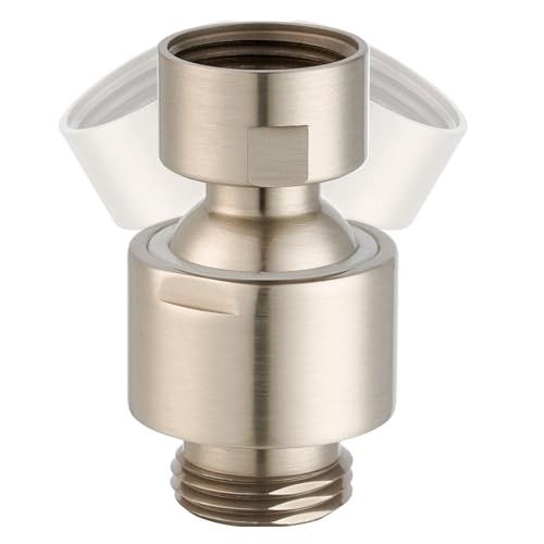 Hibbent All Metal Shower Head Swivel Ball Joint Adapter, Solid Brass Adjustable Shower Arm Connector, Shower Arm Extension, Showerhead Connector, Universal Showering Component, Brushed Nicke