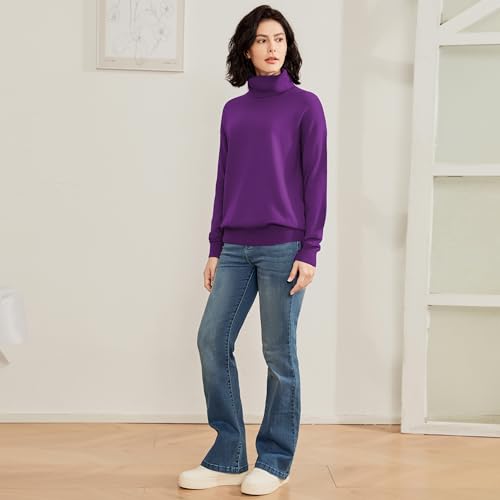 Women's Turtleneck Sweater Long Sleeve Lightweight Pullover Knit Tops3