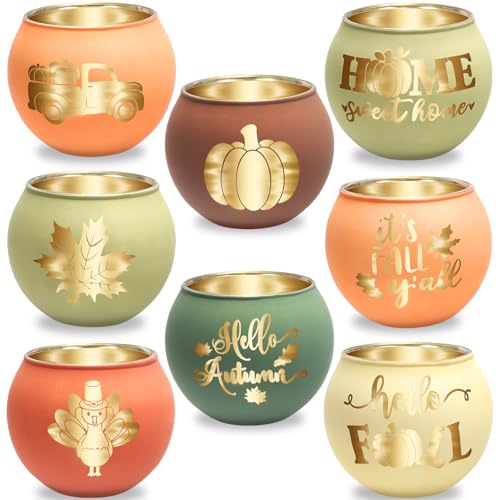 Rgqsun SY-FALL-CANDLE-HOLDERS-8PCS Set Of 8 Fall Votive Candle Holder,Glass Tealight Holders cover