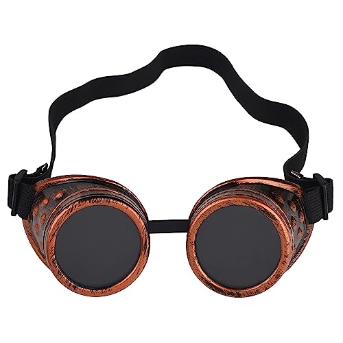 Bohue Steampunk Goggles Vintage Glasses Gothic Halloween Cosplay Sunglasses Dress-Up Accessories Party Eyewear for Men Women (Red Copper)