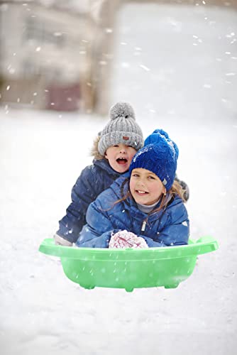 Image of Superio Toboggan Snow Sled for Kids and Adults, 46 inch Heavy Duty Plastic Open Back Slider with Handles and Hole for Pull Ropes- (Ropes Excluded) Kid and Adult Winter Fun