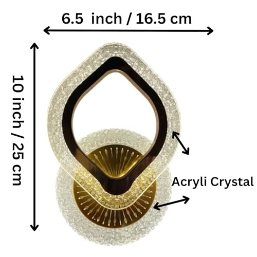 Image of Keyplus Golden Acrylic Crystal Wall Light for Bedroom & Living Room, 3 Color Changing LED Light, Indoor Decorative Lamp,Designer Wall Mount, Pack of 2,