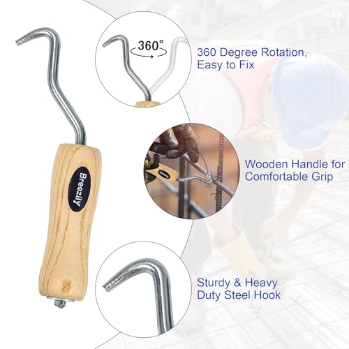 Image of 500pcs Rebar Wire Bar Ties, 6 inch Double Loop, 16 Gauge - Reinforcing Steel Bar Ties with Wooden Grip Handle for Concrete Construction,1 Gloves (500pcs with Wire Tie Twisters)