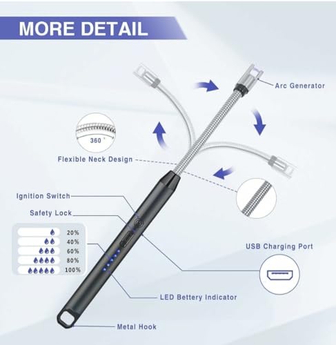 TRUEBLUE Electric Arc Lighter, Black, USB Rechargeable - Image 5