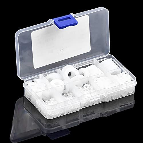 780 Pieces Nylon Plastic Washers, M2 M2.5 M3 M4 M5 M6 M8 M10 M12 Round Flat Washer for Bolts Round Insulation Gasket Ring Mechanical White