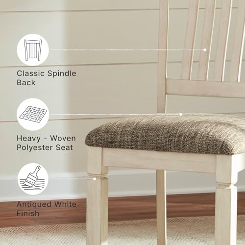 Image of Signature Design by Ashley Bolanburg 20 inch Upholstered Dining Room Chair, Set of 2, Antique White