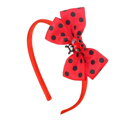 ZOONAI Ladybug Headband for Women Girls Cute Red Polka Dot Bow Hairband Bridal Hair Hoop Headwear Hair Accessories (Red)