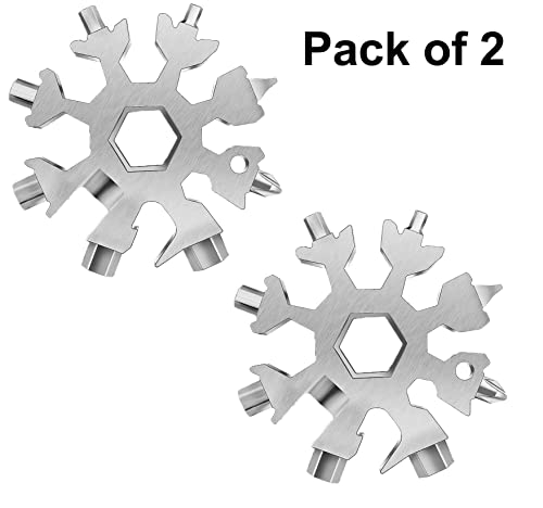 Image of GTC Steel Snowflake 18-in-1 Multi-Tool Keychain Screwdriver Bottle Opener Tool (CH-1801, Silver) (2)
