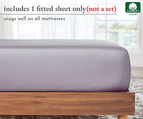 Queen Fitted Sheet Deep Pocket Soft, 100% Cotton, 400 Sateen, No Pop-Off Elastic, Deep Pocket, Durable Fitted Sheet With Head & Foot Tags (Queen, Lavender Gray) #TOP1