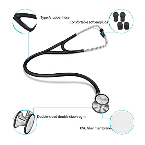 RUIVE Zwarte Enige Hoofd Stethoscoop, Huis Professionele Oortje voor Kinderen Kindergeneeskunde Cardiopulmonale - Image 4