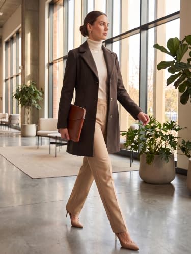 Image of Allegra K Womens Winter Elegant Pea Coat 2026 Single Breasted Long Overcoat | Notch Lapel Collar, Warm, Work Office Trench Coats,Outwear Outfit