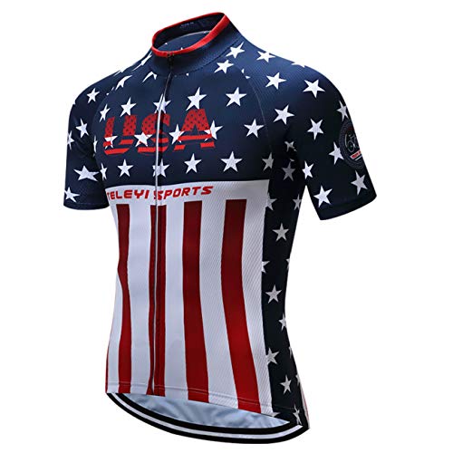 Men's Cycling Jersey Summer Cycling Shirt Short Sleeve Bicycle Clothing Breathable Full Zipper Bicycle Jacket with 3 Pockets