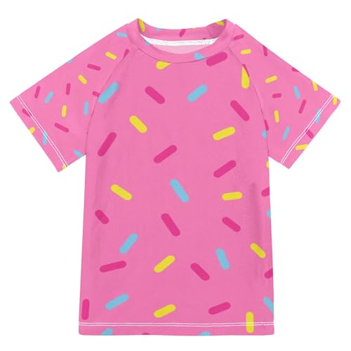 Ice Cream Kawaii Boys Rash Guard Swim Shirts Quick Dry Short Sleeve UPF 50+ Girls Rashguard Swimsuit, Size 9-10
