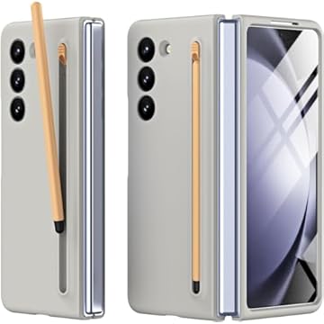 Capa Protetora Compatível com Samsung Galaxy Z Fold 5 com Caneta S Pen Embutida - Proteção Completa com Design Cinza Fosco