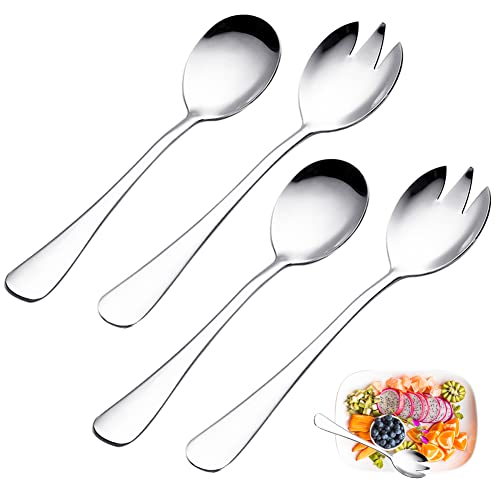 YLL Service à salade 4 pièces comprenant 2 cuillères à salade en acier inoxydable et 2 fourchettes à salade en acier inoxydable, finition polie, passe au lave-vaisselle Cover