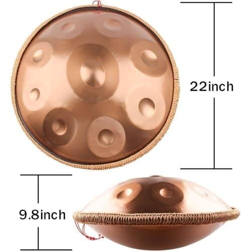 Tambur Handpan 22 Cale Profesjonalny Stal Nierdzewna，9/10/12 Nut D Moll，Strojenie 440Hz，Torba Stół & Palce，Występ Medytacja Joga(Silver,10)