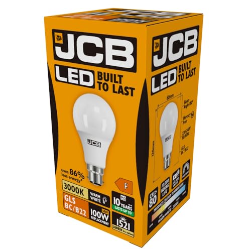 Lot de 10 - JCB 15w LED GLS ampoule BC / B22 mat 3000k blanc chaud 1530lm (s10995)