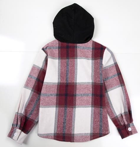 Image of Boys Girls Flannel Shirts Plaid Hoodies Fall Fashion Button Down Shirts