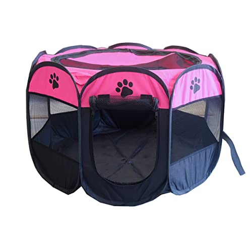 Dotala PET Portable Foldable Pet Dog Cat Playpen Crates Kennel/Premium 600D Oxford Cloth Removable Zipper Top Indoor and Outdoor Use (Rose)