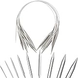 9 Pieces Size Marked US 0-15 Circular Knitting Needles Stainless Steel Knitting Needles Set for Beginner (16 Inch)