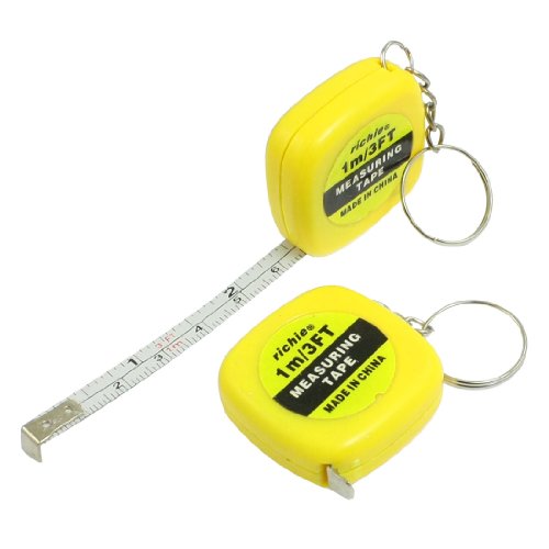 Aexit 2 Pcs Tools & Home Improvement Yellow Keys Holder Measuring 1 Meter 3 Feet Mini Tape Measure Tape Measures w Keyring