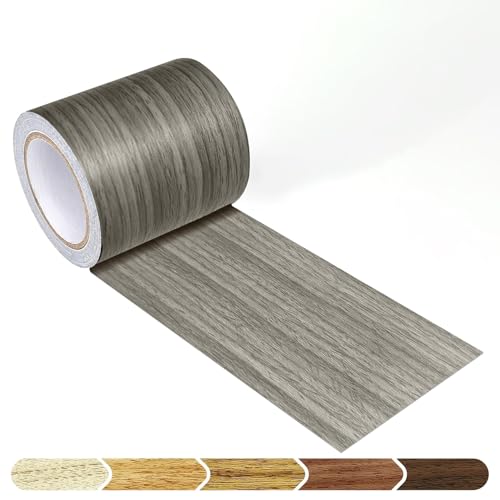 Image of Grey Colour Wood Border Wallpaper Peel and Stick Wooden Contact Paper for Countertops Border, Wall Corners Stickers and Wall Decor Waterproof Self Adhesive 4x144 Inch