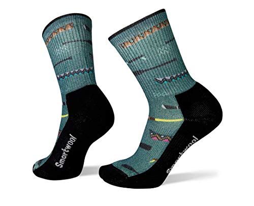 Smartwool Women's Hike Light Canoe Print Crew Medium MEDITERRANEAN GREEN