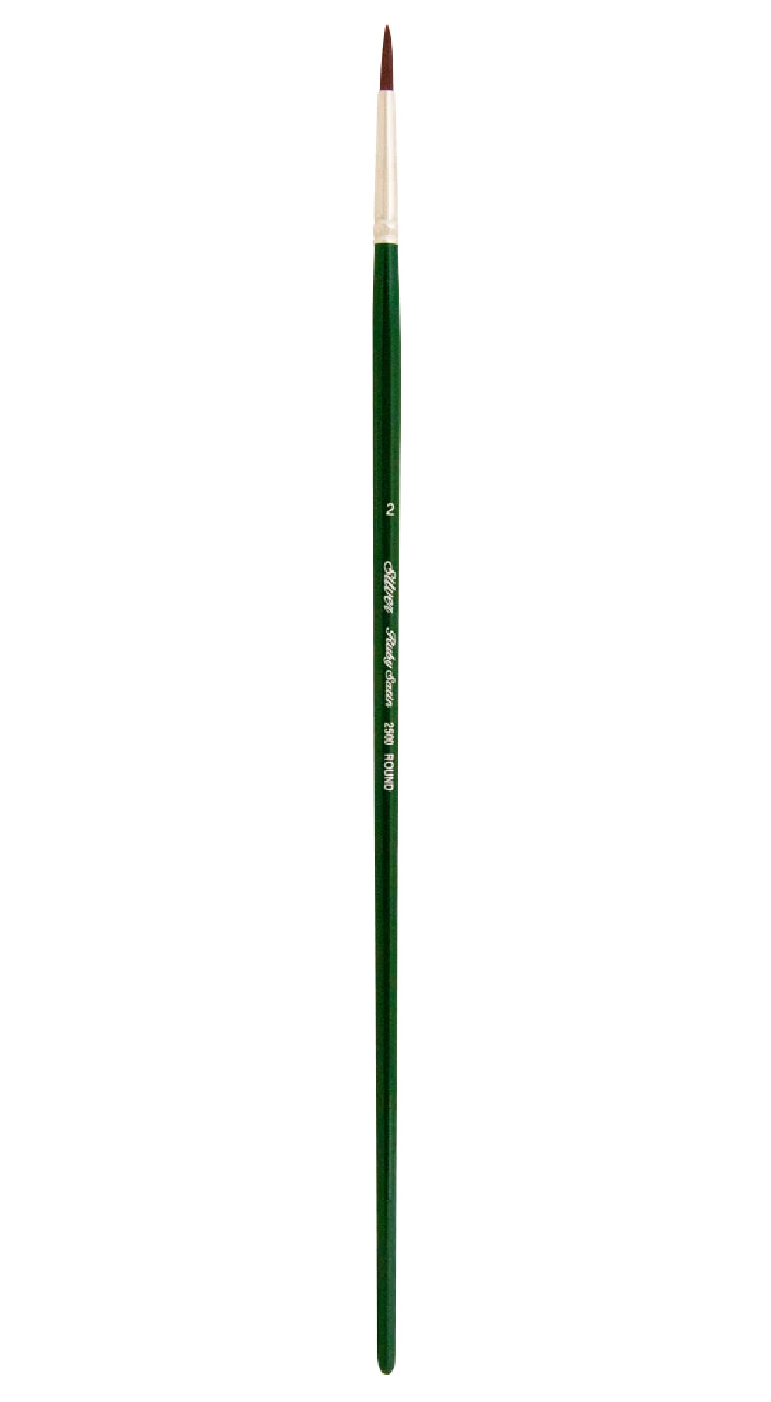 Silver Brush "Series 2500 Ruby Satin Round Long Handle Brush, Stiff Synthetic Filaments, Hunter Green, Size 2
