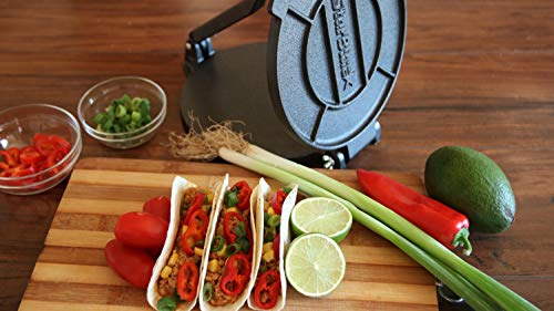 10 Inch Cast Iron Tortilla Press By Starblue With Free 100 Pieces Oil Paper And Recipes E-Book - Tool To Make Indian Style Chapati, Flour Tortilla, Roti #TOP3