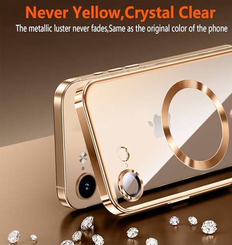 Image of Magnetic for iPhone 17e /16e Case with Privacy Screen Protector & Full Camera Cover,[Non-Yellowing] Plating Glossy Soft Shockproof Clear Phone Case with MagSafe Women Girls for iphone 16 e / 17 e,Pink