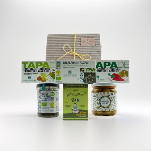 VinNatura - Caja Gourmet Vegana con Tapas Vegetales y Algas Ecológicas Gallegas - Regalo Vegano Orballo