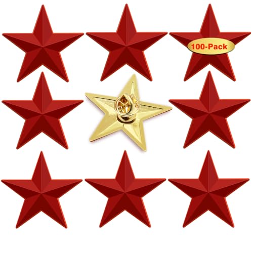 Image of 10 /20 /50 /100 Pcak Red Five-Pointed Star Lapel Pins Bulk-Pentacle Pentagram Lapel Pins Badge Souvenir