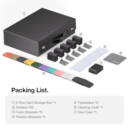 Image of 3900+ Trading Card Storage Box with Handle and Secure Lock, Black | 5-Row MTG Card Case, Commander Display Window, Secure Mechanical Lock, Portable Handle for Easy Transport, Sports Collectors