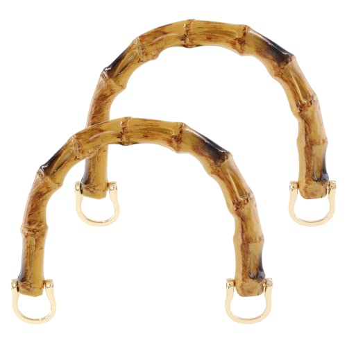 Piutouyar 2pcs U-Shaped Handbag Handles Bamboo Purses Handles Brown Color
