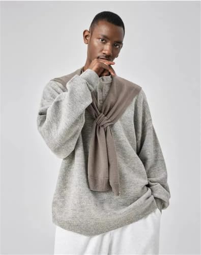 Round Neck Long Sleeve Pullover Soft Touch Henley Sweater for Men and Women Winter4