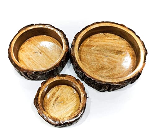 Image of Beautiful Table Decor Round Shape Wooden Serving Tray /Platter for Home and Kitchen Set of 3 (Mango Handamde Wooden Serving Tray Set of 3)