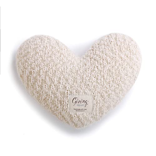 DEMDACO Giving Collection Cream Weighted Giving Heart - Weighted Heart Pillow for Bedding - Decorative Throw Pillow - Meaningful Gift Idea - Handmade - Luxurious, Soft & Cozy - 1.85 lbs