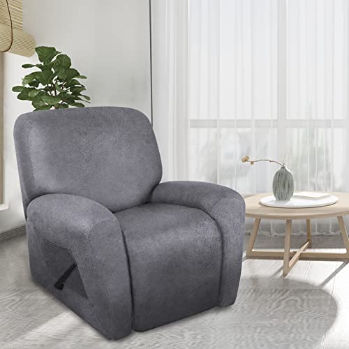 Image of ANARACHON Leather Look Oversize Recliner Chair Covers, Thick 4 Pieces Recliner Covers for Recliner Chair, Leather Cover for Recliner Slipcovers for Pets Kids(X-Large, Light Grey)