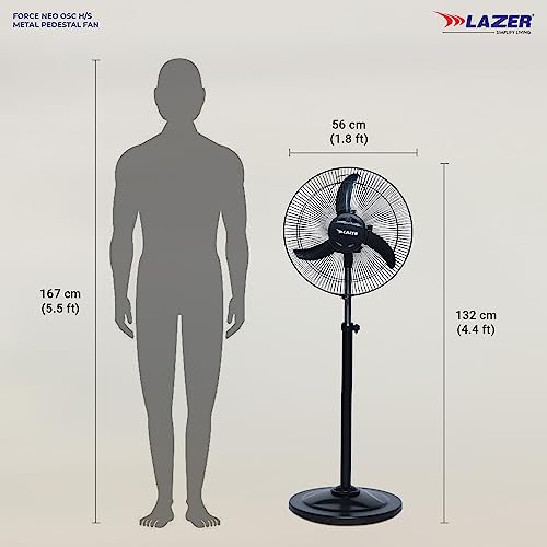 Image of Lazer Force High Speed 400mm Farrata Pedestal Fan Black (Mettallic Black)