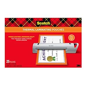 Scotch Thermal Laminating Pouches, 11.45 x 17.48-Inches, 25-Pouches (TP3856-25)
