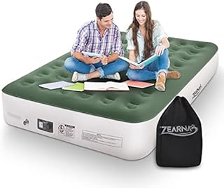 Zearna Queen Air Mattress with Built in Pump 13 Inch Inflatable Mattress for Tent Camping, Home Guest Bed - Adjustable Blow Up Mattress - Easy to Inflate (Queen Size) 80
