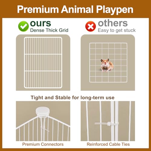 Image of VISCOO 20 Panels Small Animal Playpen, Pet Playpen, C&C Cage for Guinea Pigs, Rabbit /Bunny Cage, Puppy Play Pen, Indoor Outdoor Portable Metal Wire Yard Fence(White)