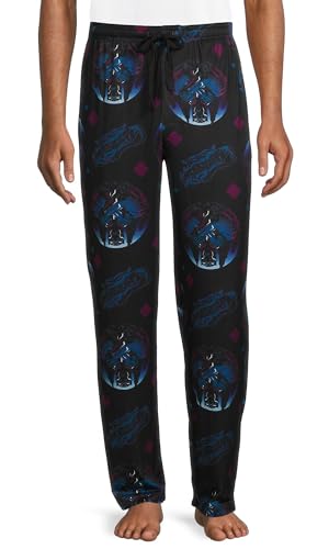 Marvel Men's Black Panther Allover Scene Sateen Soft Touch Lounge Sleep Pajama Pants