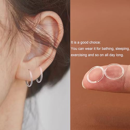 20 Gauge Anti-Allergy Unisex Plastic Hoop Ear Retainers, Clear Nose Rings, With Buckle, For Sensitive Ears & Skin4