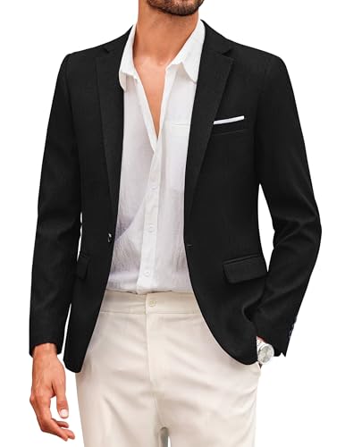 COOFANDY Herren Sakko Sportlich Freizeit Blazer Regular Fit Business Anzugjacke Revers Kragen Schwarze XL