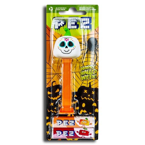 PEZ Happy Halloween Dispensador con 2 paquetes de caramelos afrutados y dulces, 17 g