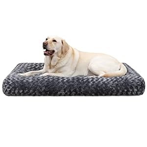 KSIIA Cama para Perro Grande, 90x60cm, Camas Antiestres Perro L, Colchon Cojín Perro Grande, Colchoneta Perro Lavable a Máquina, Fondo Antideslizante Dog Bed, Gris Oscuro