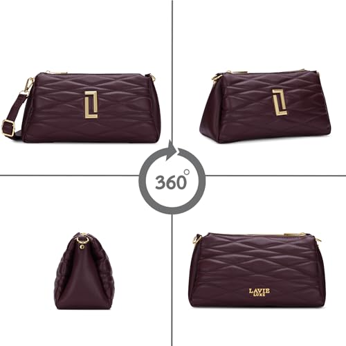 Image of Lavie Luxe Women's Lucie Quilted 3-Compartment Medium Crossbody Sling Bag | Ladies Purse Handbag | Gift for Women